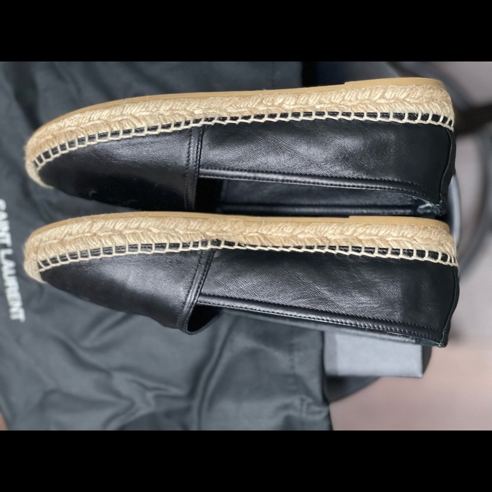 YSL Logo Leather Espadrilles Black - Picture 4 of 10